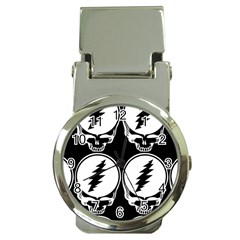 Black And White Deadhead Grateful Dead Steal Your Face Pattern Money Clip Watches by Sarkoni