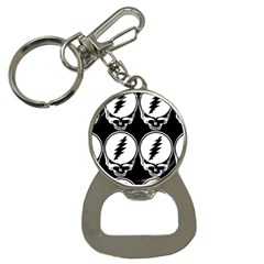 Black And White Deadhead Grateful Dead Steal Your Face Pattern Bottle Opener Key Chain by Sarkoni