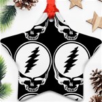 Black And White Deadhead Grateful Dead Steal Your Face Pattern Star Ornament (Two Sides) Back