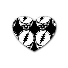 Black And White Deadhead Grateful Dead Steal Your Face Pattern Rubber Heart Coaster (4 Pack) by Sarkoni