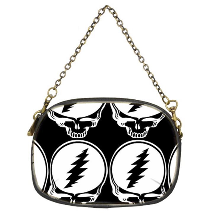 Black And White Deadhead Grateful Dead Steal Your Face Pattern Chain Purse (Two Sides)