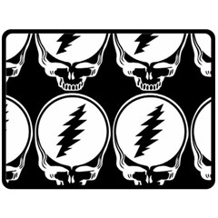 Black And White Deadhead Grateful Dead Steal Your Face Pattern Fleece Blanket (large) by Sarkoni