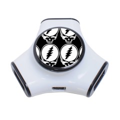 Black And White Deadhead Grateful Dead Steal Your Face Pattern 3-port Usb Hub by Sarkoni