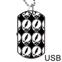 Black And White Deadhead Grateful Dead Steal Your Face Pattern Dog Tag Usb Flash (two Sides) by Sarkoni