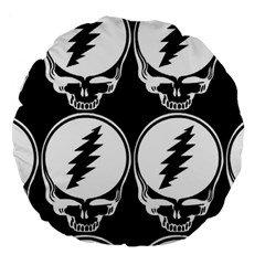 Black And White Deadhead Grateful Dead Steal Your Face Pattern Large 18  Premium Round Cushions by Sarkoni