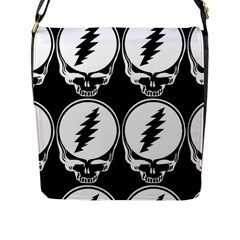 Black And White Deadhead Grateful Dead Steal Your Face Pattern Flap Closure Messenger Bag (l) by Sarkoni