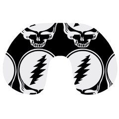 Black And White Deadhead Grateful Dead Steal Your Face Pattern Travel Neck Pillow by Sarkoni