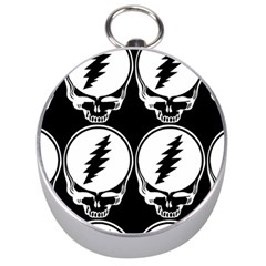 Black And White Deadhead Grateful Dead Steal Your Face Pattern Silver Compasses by Sarkoni