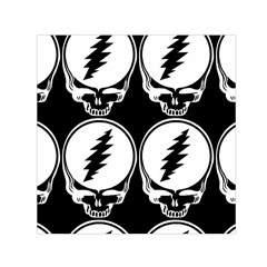 Black And White Deadhead Grateful Dead Steal Your Face Pattern Square Satin Scarf (30  X 30 ) by Sarkoni