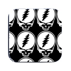 Black And White Deadhead Grateful Dead Steal Your Face Pattern Square Metal Box (black) by Sarkoni