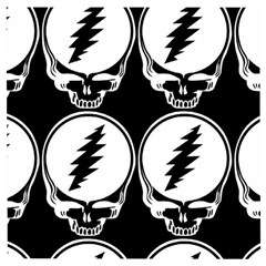 Black And White Deadhead Grateful Dead Steal Your Face Pattern Wooden Puzzle Square by Sarkoni