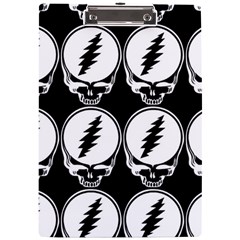 Black And White Deadhead Grateful Dead Steal Your Face Pattern A4 Acrylic Clipboard by Sarkoni