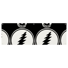 Black And White Deadhead Grateful Dead Steal Your Face Pattern Banner And Sign 12  X 4  by Sarkoni