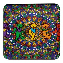 Grateful Dead Pattern Square Glass Fridge Magnet (4 pack)