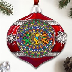 Grateful Dead Pattern Metal Snowflake And Bell Red Ornament