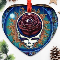 Grateful-dead-ahead-of-their-time Heart Ornament (two Sides) by Sarkoni