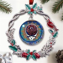 Grateful-dead-ahead-of-their-time Metal X mas Wreath Holly Leaf Ornament by Sarkoni