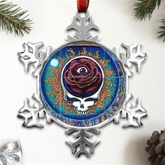 Grateful-dead-ahead-of-their-time Metal Small Snowflake Ornament by Sarkoni