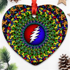 Grateful Dead Heart Ornament (two Sides) by Sarkoni