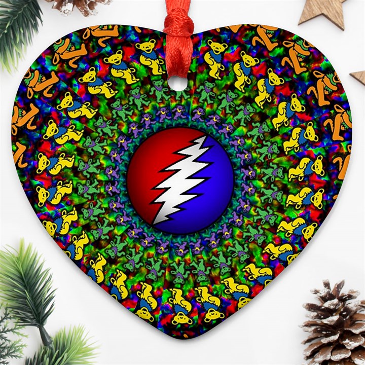 Grateful Dead Heart Ornament (Two Sides)