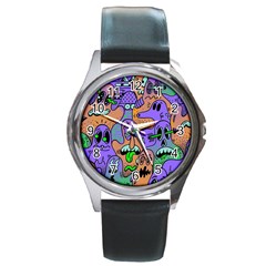 Trippy Aesthetic Halloween Round Metal Watch by Sarkoni