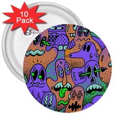 Trippy Aesthetic Halloween 3  Buttons (10 Pack)  by Sarkoni