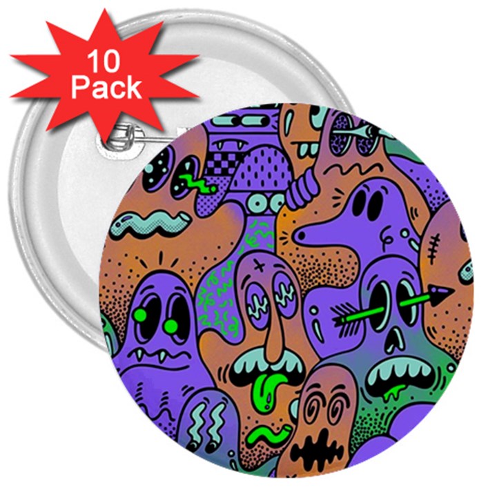 Trippy Aesthetic Halloween 3  Buttons (10 pack) 