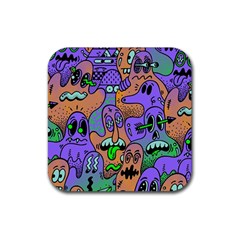 Trippy Aesthetic Halloween Rubber Coaster (square) by Sarkoni