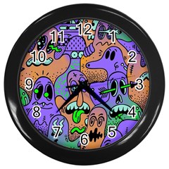 Trippy Aesthetic Halloween Wall Clock (black) by Sarkoni