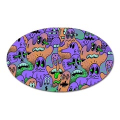 Trippy Aesthetic Halloween Oval Magnet by Sarkoni