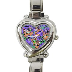 Trippy Aesthetic Halloween Heart Italian Charm Watch by Sarkoni