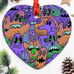 Trippy Aesthetic Halloween Heart Ornament (two Sides) by Sarkoni