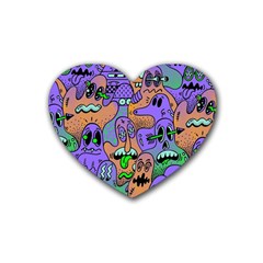 Trippy Aesthetic Halloween Rubber Heart Coaster (4 Pack) by Sarkoni