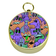 Trippy Aesthetic Halloween Gold Compasses by Sarkoni