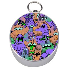 Trippy Aesthetic Halloween Silver Compasses by Sarkoni