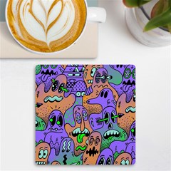 Trippy Aesthetic Halloween Uv Print Square Tile Coaster  by Sarkoni