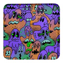 Trippy Aesthetic Halloween Square Glass Fridge Magnet (4 Pack) by Sarkoni