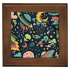 Alien Rocket Space Aesthetic Framed Tile by Sarkoni