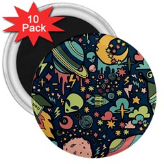 Alien Rocket Space Aesthetic 3  Magnets (10 Pack)  by Sarkoni