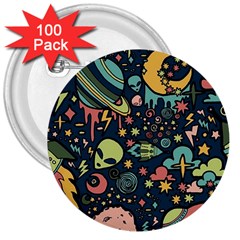 Alien Rocket Space Aesthetic 3  Buttons (100 Pack)  by Sarkoni