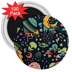 Alien Rocket Space Aesthetic 3  Magnets (100 Pack)