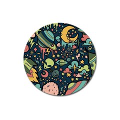 Alien Rocket Space Aesthetic Magnet 3  (round) by Sarkoni