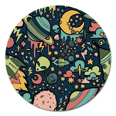 Alien Rocket Space Aesthetic Magnet 5  (round) by Sarkoni