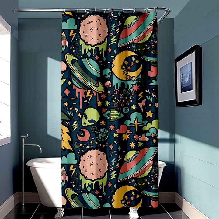 Alien Rocket Space Aesthetic Shower Curtain 36  x 72  (Stall) 