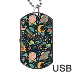 Alien Rocket Space Aesthetic Dog Tag Usb Flash (two Sides) by Sarkoni