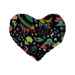 Alien Rocket Space Aesthetic Standard 16  Premium Heart Shape Cushions by Sarkoni