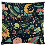 Alien Rocket Space Aesthetic Large Premium Plush Fleece Cushion Case (One Side) Front