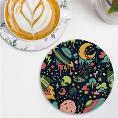 Alien Rocket Space Aesthetic Uv Print Round Tile Coaster by Sarkoni