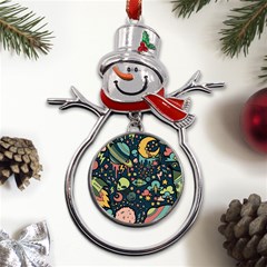 Alien Rocket Space Aesthetic Metal Snowman Ornament by Sarkoni