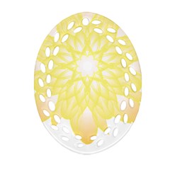 Flower Design T- Shirt Beautiful And Artistic Golden Flower T- Shirt Oval Filigree Ornament (two Sides)